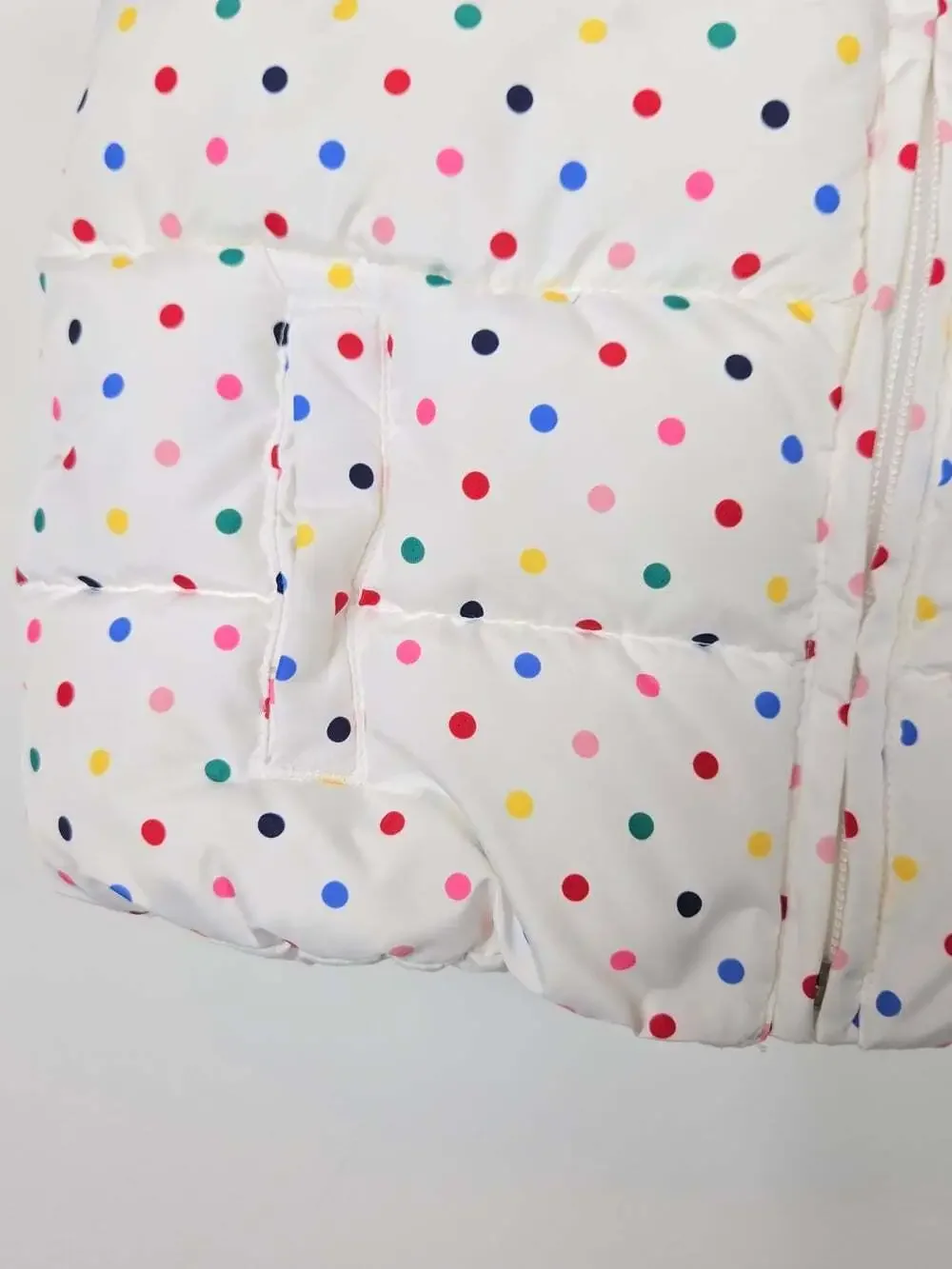 Baby Gap Toddler Girls Polka Dot Puffer Vest Primaloft White Rainbow 2T